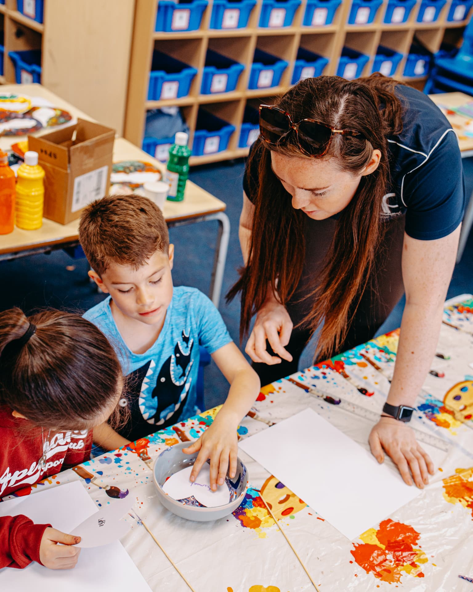 Children taking part in creative activities at after-school childcare